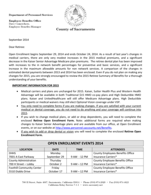 Sacramento County Retiree Open Enrollment Form