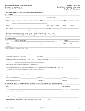 Long Term Disability Benefits Claim Form