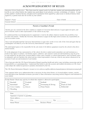 Lamar CISD Athletic Emergency Information Form