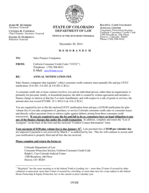 Colorado Sales Finance Notification Form