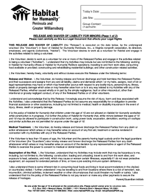 Standard Waiver bTemplateb for All Volunteers Minors and Adults