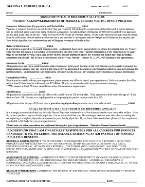 Patient Acknowledgment of Office Policies