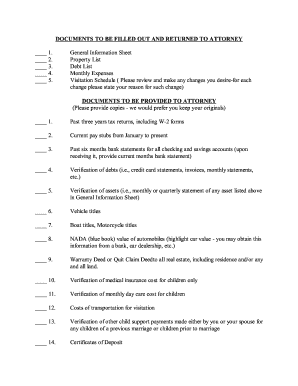 Divorce Financial Information Form