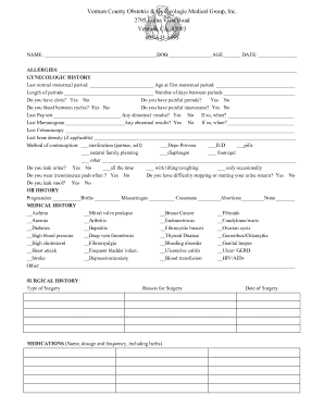 Gynecologic Medical History Form