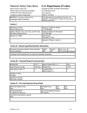 OSHA Material Safety Data Sheet