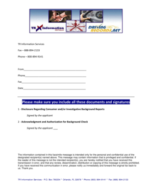 Disclosure and Authorization for Background Check