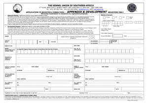KUSA Single Dog Registration Application