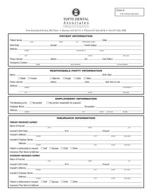 Tufts Dental Patient Information Form