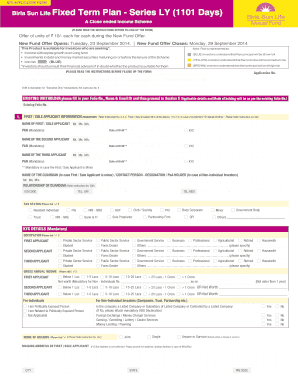 Birla Sun Life Fixed Term Plan Application Form