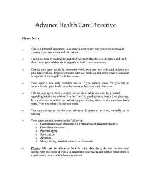 Advance Health Care Directive