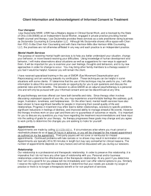 Client Information and Acknowledgment of Informed Consent to Treatment