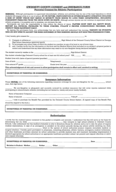 Gwinnett County Athletic Participation Consent Form