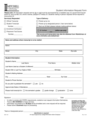 Student Information Request Form