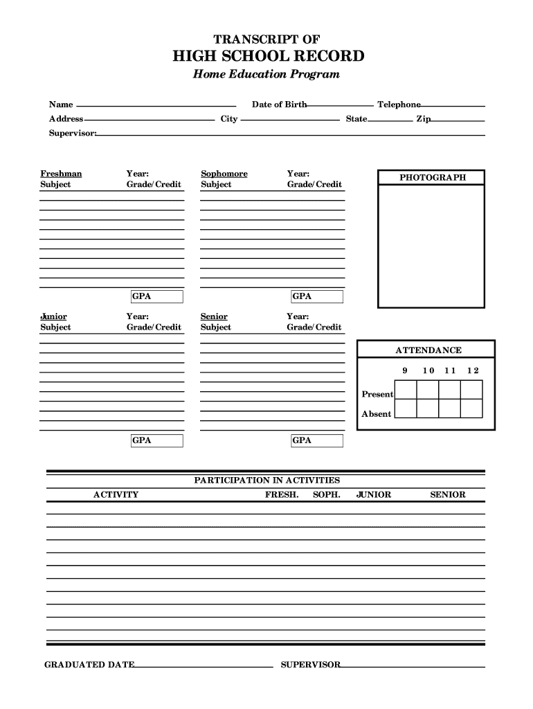 High School Transcript Oklahoma Homeschool Fill And Sign Printable