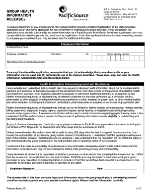 PacificSource Small Group Enrollment Application