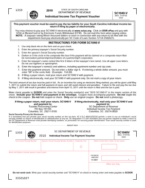 South Carolina Individual Income Tax Payment Voucher