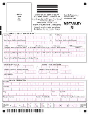 Morgan Stanley Mortgage Pass-Through Certificates Proof of Claim Form