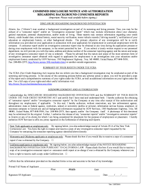 Background Check Disclosure and Authorization Form