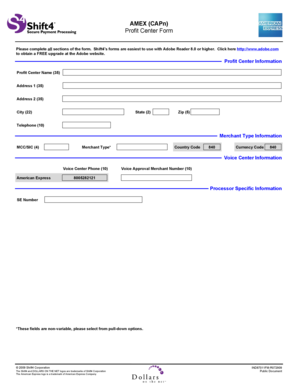 AMEX Profit Center Form