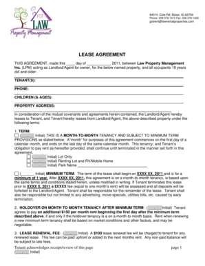Idaho Month-to-Month Lease Agreement