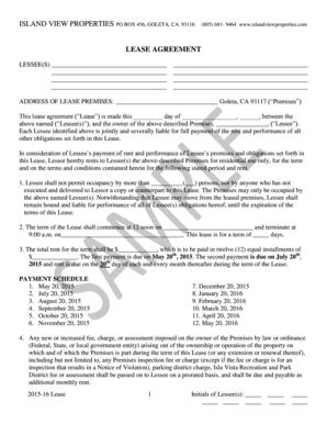 California Residential Lease Agreement
