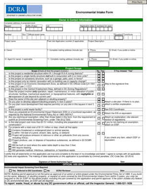 Environmental Intake Form