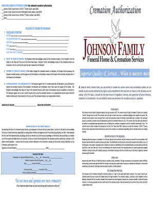 Iowa Cremation Authorization Form