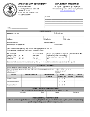 LaPorte County Government Employment Application