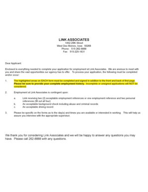 Link Associates Employment Application