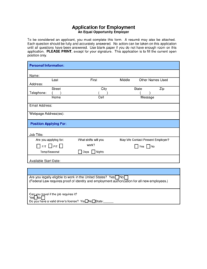 Employment Application Form
