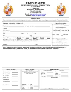 Morris County Government Records Request Form