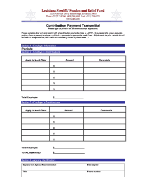 Louisiana Sheriffs' Pension Contribution Payment Transmittal