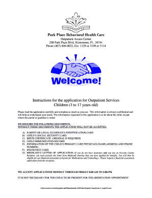 Park Place Behavioral Health Care Outpatient Application