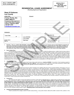 Alabama Residential Lease Agreement
