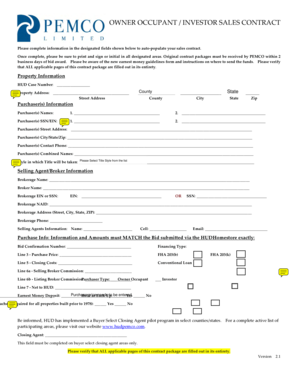 Owner Occupant Investor Sales Contract