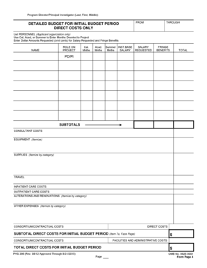 NIH Grant Budget Form