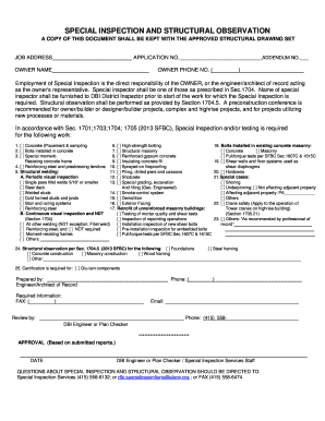 San Francisco Special Inspection Requirements Notice