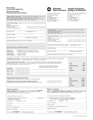 Manitoba Personalized Licence Plate Application