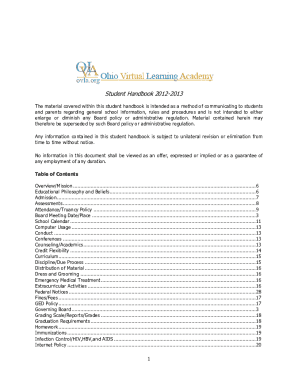 Ohio Virtual Learning Academy Student Handbook 2012-2013