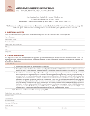 DNAV Distribution Options Change Form