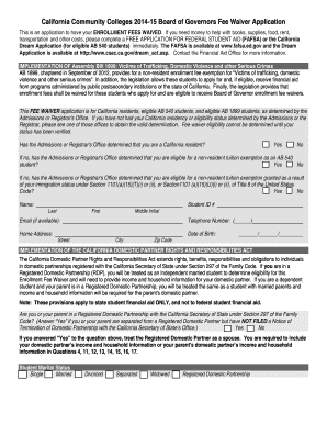 California Community Colleges Board of Governors Fee Waiver Application