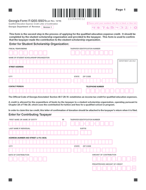 Georgia Form IT-QEE-SSO1