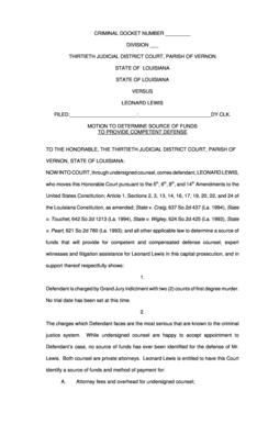 What is a personal bond - Louisiana v Citizen Motion to Determine Source of Funds to Provide Competent Defense Counsel--Compensation