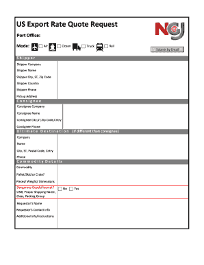 US Export Rate Quote Request
