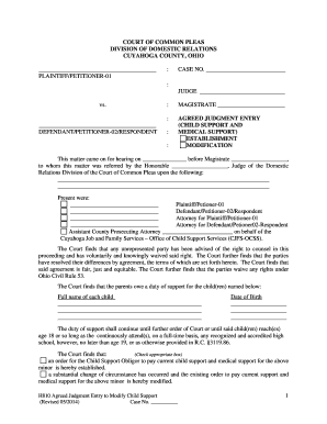 Agreed Judgment Entry to Modify Child Support