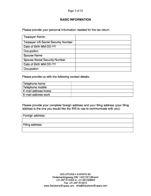 Vehicle sale contract - 2007 US TAX QUESTIONNAIRE