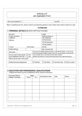 Arithma LLP Job Application Form