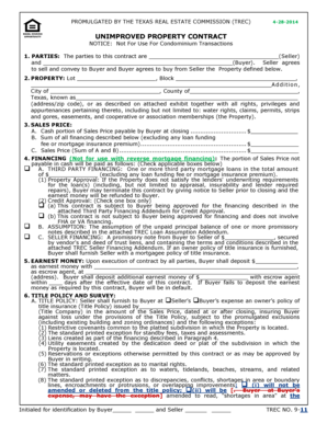 Texas Unimproved Property Contract