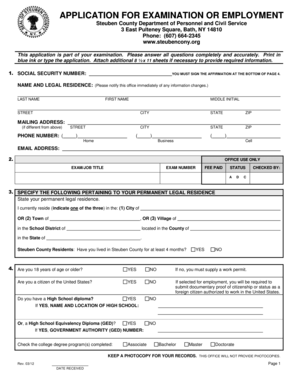 Steuben County Employment Application Form