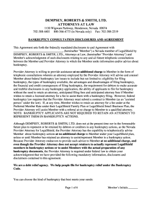 Bankruptcy Consultation Disclosure and Agreement
